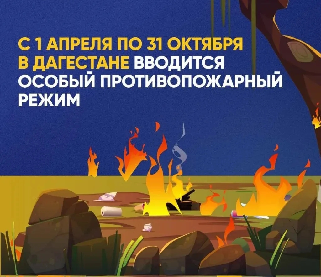 На территории Республики Дагестан с 1 апреля 2026 года вводится особый противопожарный режим.